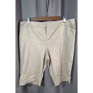 7th Avenue Women's Gold Shimmering Linen Blend Bermuda Shorts 16